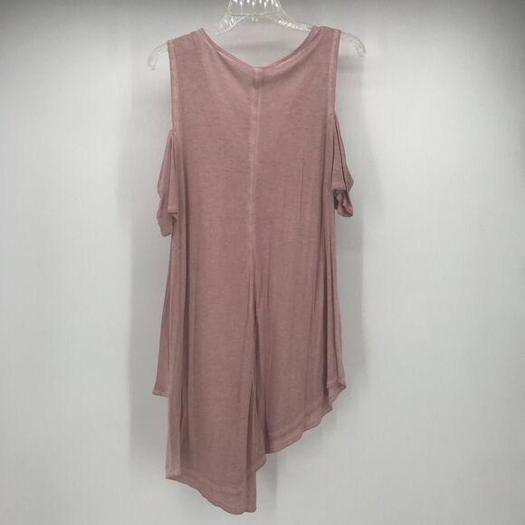 XCVI Tunic Top Womens Large Pink Cold Shoulder Short Sleeve Asymmetric Hem - Picture 3 of 9